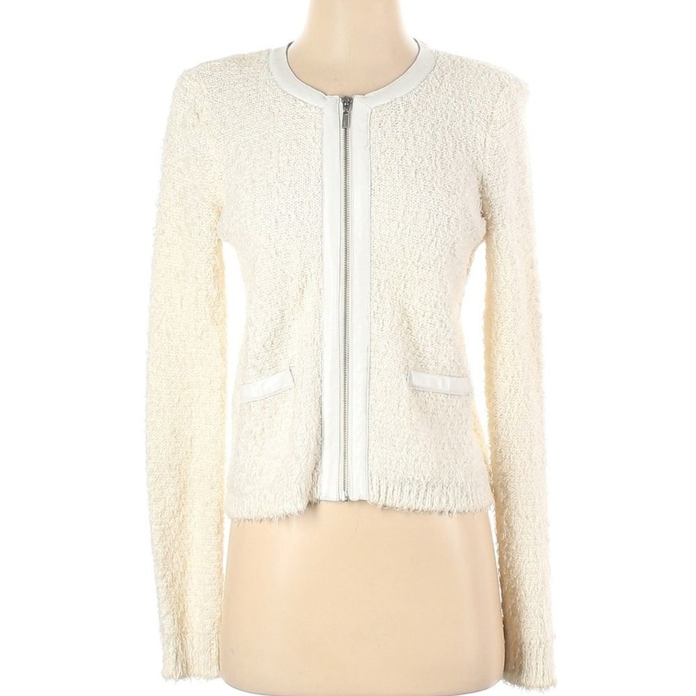 Joie Jacolyn Full‎ Zip Jacket Leather Trim Size Small